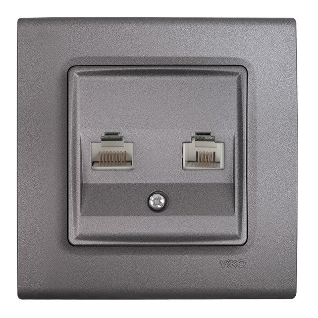 VİKO Linnera Life 90442035 Data-Nümeris-Telefon Prizi (RJ45 CAT5E - RJ11) [Granit Grisi]