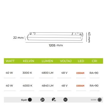 MOLLED MOL6035 40 Watt 120 cm Tuya Dimli LED Magnet Armatür (OSRAM LED)