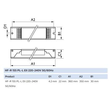 PHILIPS HF-R 155 PL-L EII 220 1x54W TL5 Elektronik Balast