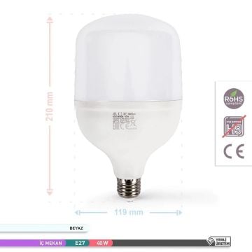 ACK AA13-04023 40 Watt Torch LED Ampul - SAMSUNG LED - Beyaz Işık (6500K)
