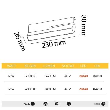 MOLLED MOL6060 12 Watt 23 cm Hareketli Slim LED Magnet Armatür (OSRAM LED)