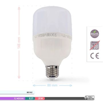 ACK AA13-02023 20 Watt Torch LED Ampul - SAMSUNG LED - Beyaz Işık (6500K)