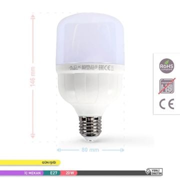 ACK AA13-02020 20 Watt Torch LED Ampul - SAMSUNG LED - Gün Işığı (3000K)