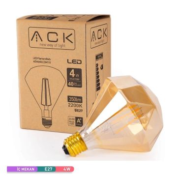 ACK AB50-00420 4 Watt LED Prizma Rustik Ampul - Amber