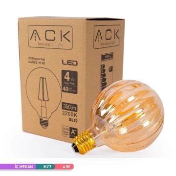 ACK AB57-00420 4 Watt LED G100 Rustik Ampul - Amber