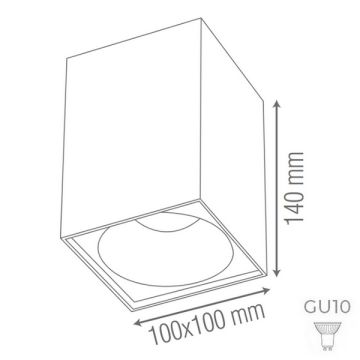 goldX ZE832-BE 10x10x14 cm Bakır Eskitme Sıva Üstü Spot Kasası (GU10 Duylu)