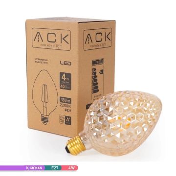ACK AB55-00420 4 Watt LED Kozalak Rustik Ampul - Amber