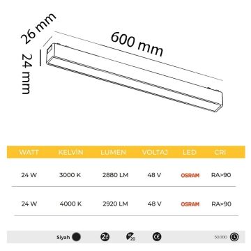 MOLLED MOL6052 24 Watt 60 cm Slim LED Magnet Armatür (OSRAM LED)