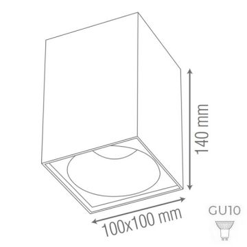 goldX ZE832-CP 10x10x14 cm Bakır Sıva Üstü Spot Kasası (GU10 Duylu)