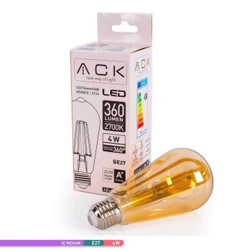 ACK AB46-00420 4 Watt LED Rustik Armut Ampul - Amber