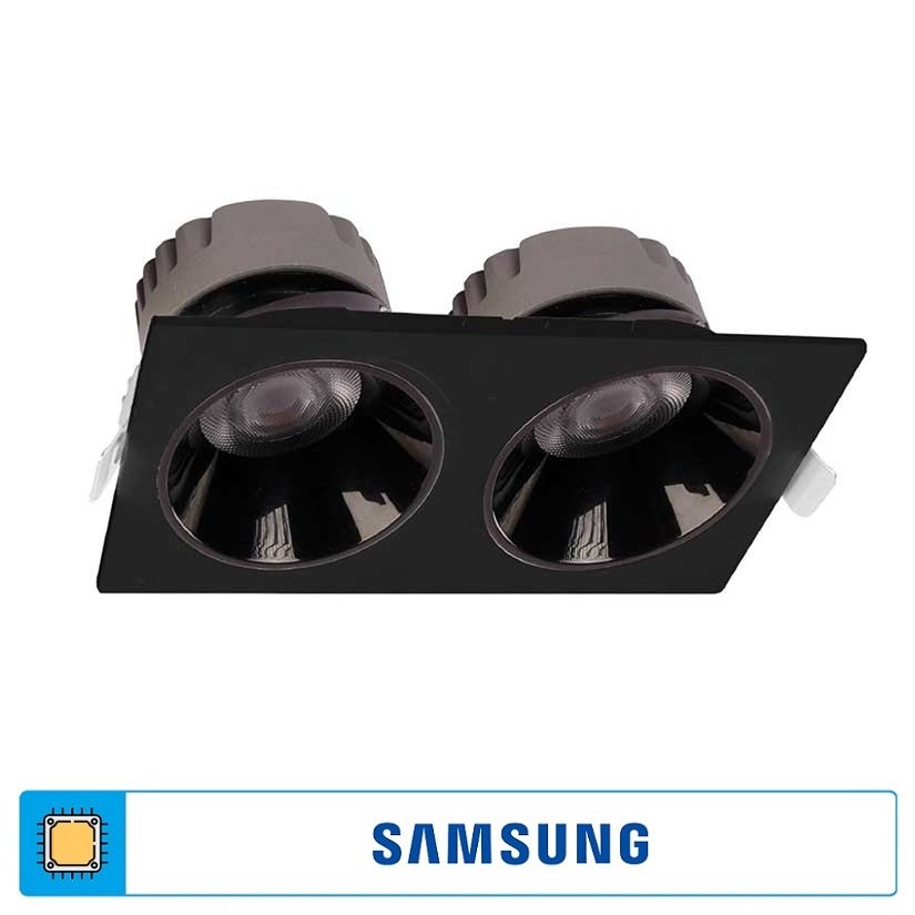 ACK AD10-03631 2x25 Watt Siyah İkili Sıva Altı SAMSUNG LED Spot - Beyaz Işık (6500K)