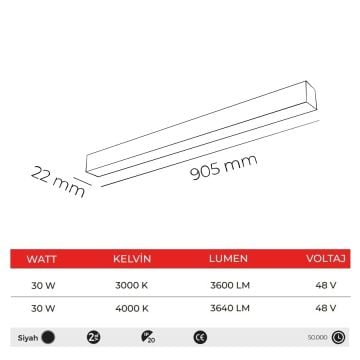 MOLLED MOL6027S 30 Watt 90 cm LED Magnet Armatür