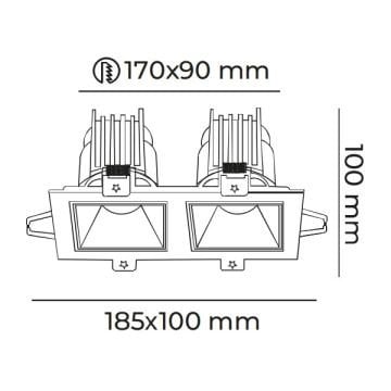 MOLLED MOL4163M Triac Dimli 2x10 Watt Siyah-Platin Sıva Altı İkili LED Spot