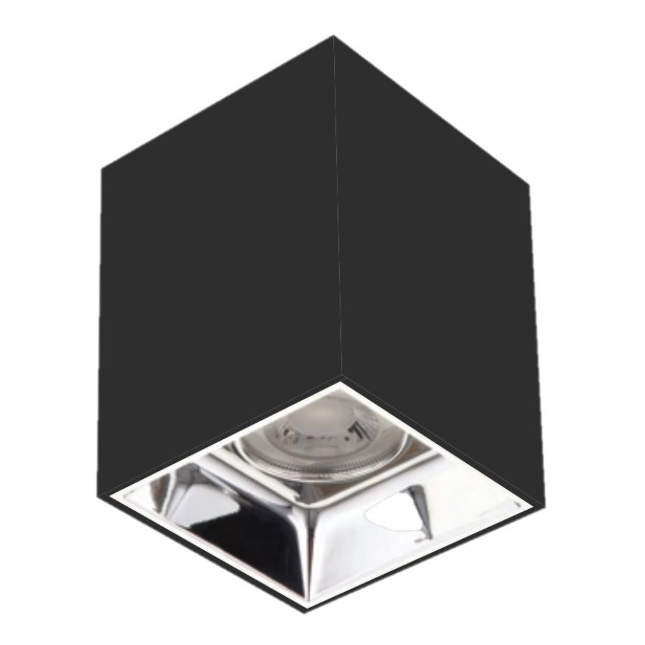 K2 GLOBAL KDA863 10x10x14 cm Siyah-Krom Sıva Üstü Spot Kasası