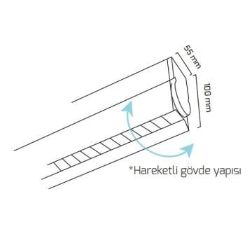 GOYA GY 8040-30 Siyah/Beyaz Kasa 20 Watt 30 cm Hareketli Gövdeli Sıva Üstü Lensli Lineer Armatür