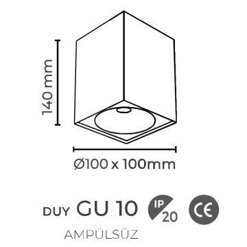 MOLLED MOL361-4 10x10x14 cm Siyah Sıva Üstü Spot Kasası (Metal - GU10 Duylu)