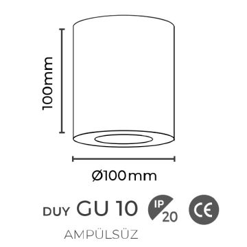 MOLLED MOL362-3 10x10 cm Beyaz-Siyah Sıva Üstü Silindir Spot Kasası (Metal - GU10 Duylu)