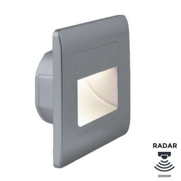 MOLLED MOL9014 1 Watt Radar Sensörlü Gri Kare Sıva Altı LED Merdiven Armatürü - Plastik - Gün Işığı (3000K)