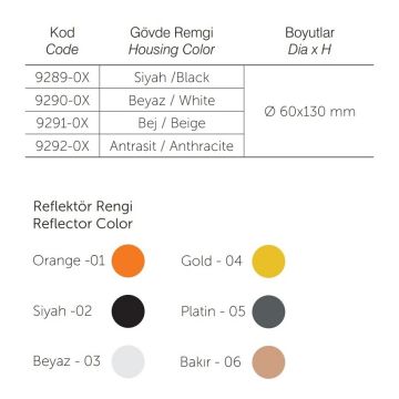 inoled 9289-01 Ray Spot Kasası