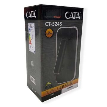 CATA CT-5243 Tuvalu 3 Watt Siyah Yatak Başı LED Aplik - Gün Işığı (3200K)