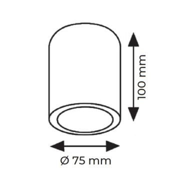 K2 GLOBAL KDA915 7.5x10 cm Siyah-Krom Gold Sıva Üstü Silindir Spot Kasası
