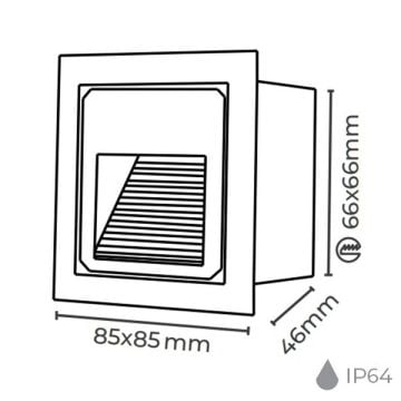 MOLLED MOL9001 3 Watt Antrasit Sıva Altı Kare Sensörlü LED Merdiven Armatürü - Metal - Gün Işığı (3000K)