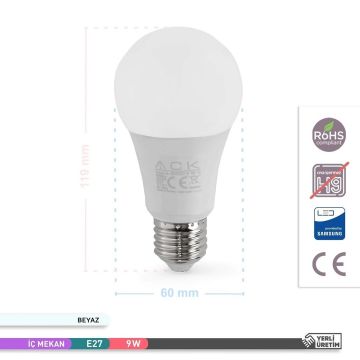 ACK AA14-20923 12-48 Volt 9 Watt LED Ampul - Beyaz Işık (6500K)
