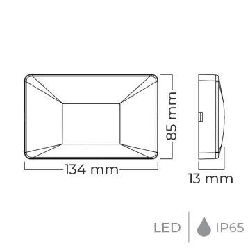 Braytron BG38-02101 3 Watt Sıva Üstü Dikdörtgen Dış Mekan LED Merdiven Armatürü - Siyah PC Gövde - Gün Işığı (3000K)