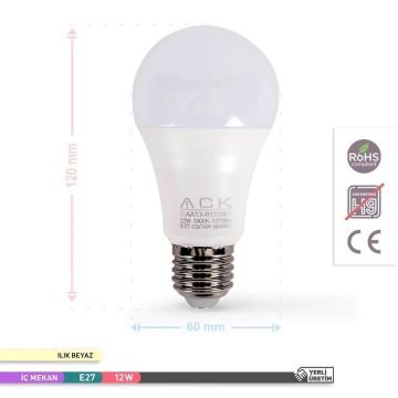 ACK AA13-01221 12 Watt LED Ampul - SAMSUNG LED - Ilık Beyaz (4000K)