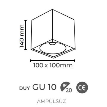 inoled 9257-01 10x10x14 cm Siyah-Bakır Sıva Üstü Spot Kasası - GU10 Duylu - Metal