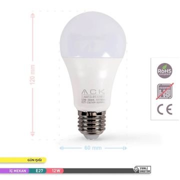 ACK AA13-01220 12 Watt LED Ampul - SAMSUNG LED - Beyaz Işık (6500K)