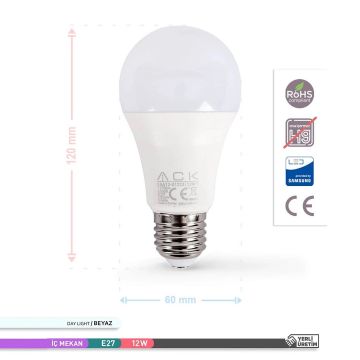 ACK AA13-01123 11 Watt LED Ampul - Beyaz Işık (6500K)