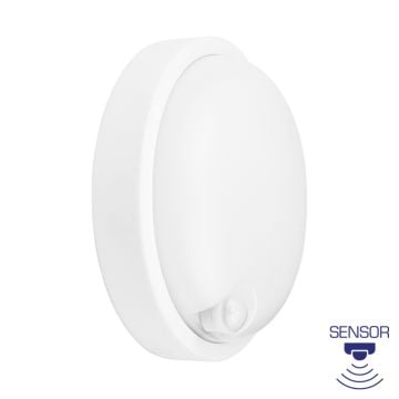 Braytron BC17-21130 18 Watt Beyaz Kasa Yuvarlak Sensörlü Dış Mekan LED Aplik - Beyaz Işık (6500K)