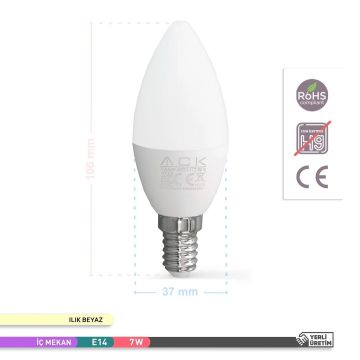 ACK AA09-00711 7 Watt LED Mum Ampul - Ilık Beyaz (4000K)