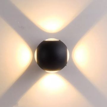 MOLLED MOL8020 3x4 Watt Siyah 4 Yönlü Dış Mekan LED Aplik - Metal Gövde - Gün Işığı (3000K)