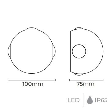 MOLLED MOL8020-S 3x4 Watt Siyah 4 Yönlü Dış Mekan LED Aplik (Gün Işığı - Metal Kasa)