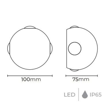 MOLLED MOL8020 3x4 Watt Beyaz 4 Yönlü Dış Mekan LED Aplik - Metal Gövde - Gün Işığı (3000K)