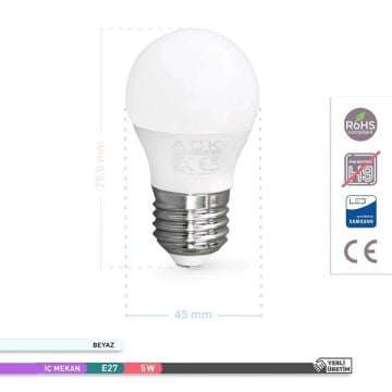 ACK AA11-00513 5 Watt LED P45 Top Ampul - Beyaz Işık (6500K)