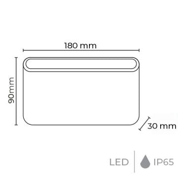 MOLLED MOL8007 2x5 Watt Siyah Dış Mekan LED Aplik (Gün Işığı - Metal Kasa)