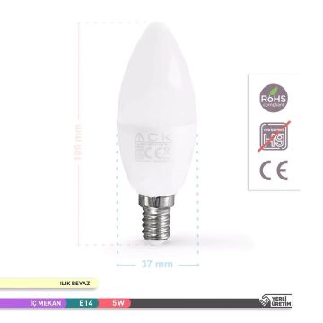ACK AA09-00511 5 Watt LED Mum Ampul - Ilık Beyaz (4000K)