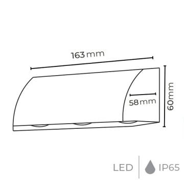 MOLLED MOL8021 3 Watt Siyah Dış Mekan LED Aplik (Metal Gövde)
