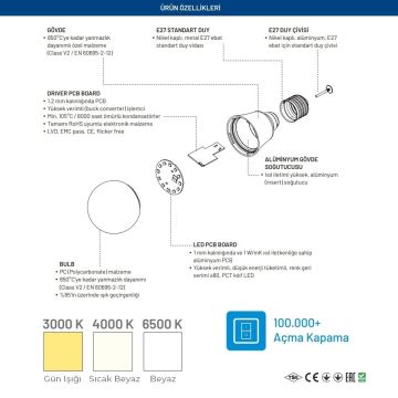 MONO 100-100145-301 9.5 Watt Gün Işığı (3000K) LED Ampul