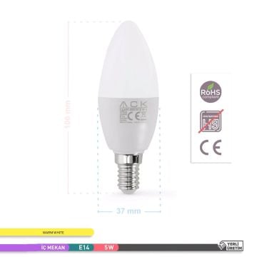 ACK AA09-00510 5 Watt LED Mum Ampul - Gün Işığı (3000K)