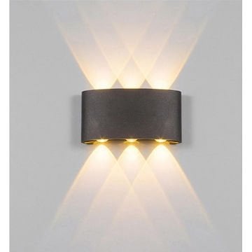 MOLLED MOL8016 2x3 Watt Siyah/Beyaz Çift Yönlü Dış Mekan LED Aplik (Metal Kasa)