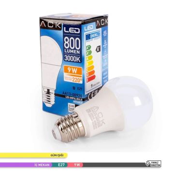 ACK AA13-00920 9 Watt LED Ampul - Gün Işığı (3000K)