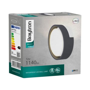 Braytron BG38-00712 12 Watt Siyah Kasa Dış Mekan LED Aplik - Ilık Beyaz (4000K)