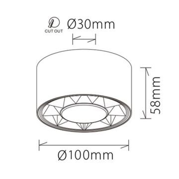 JUPITER LC501 B&SK 12 Watt 10x6 cm Beyaz-Koyu Krom Sıva Üstü LED Spot - Metal - Gün Işığı (3000K)