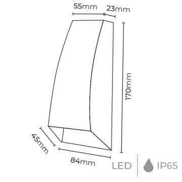 MOLLED MOL8004 2x3 Watt Siyah Dış Mekan LED Aplik - Metal Gövde - Gün Işığı (3000K)