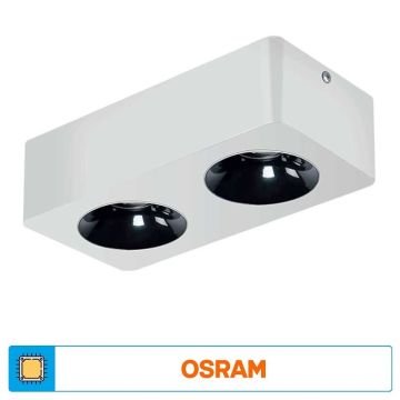 ACK AH12-01200 2x10 Watt 10x20x6 cm Beyaz-Platin Sıva Üstü İkili LED Spot - Metal - Gün Işığı (3000K)