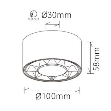 JUPITER LC501 B&S 12 Watt 10x6 cm Beyaz-Siyah Sıva Üstü LED Spot - Metal - Gün Işığı (3000K)